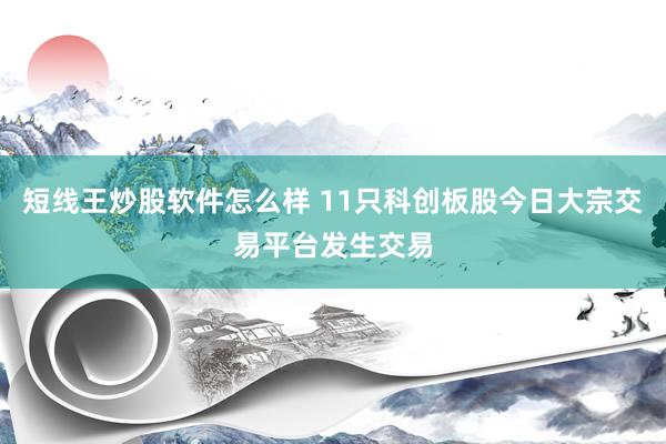 短线王炒股软件怎么样 11只科创板股今日大宗交易平台发生交易