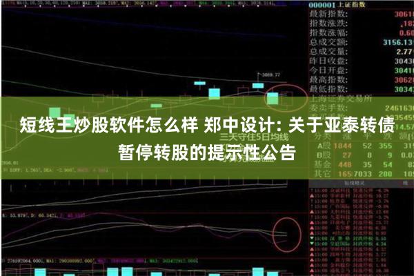 短线王炒股软件怎么样 郑中设计: 关于亚泰转债暂停转股的提示性公告