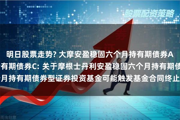 明日股票走势? 大摩安盈稳固六个月持有期债券A,大摩安盈稳固六个月持有期债券C: 关于摩根士丹利安盈稳固六个月持有期债券型证券投资基金可能触发基金合同终止情形的提示性公告